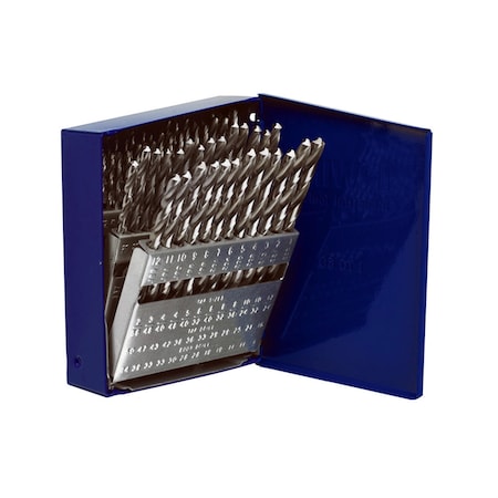 Hanson 60 Piece High Speed Steel Wire Gauge Straight Shank Jobber Length Drill Bit Set 80181